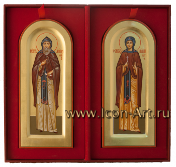 Иконы: святой преподобный Петр Муромский и святая преподобная Феврония Муромская в шкатулке