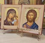 Венчальные иконы в серебряной басме. Пресвятая Богородица Казанская и Господь Вседержитель
