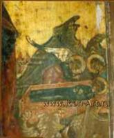 Фрагмент иконы «святая вмч. Екатерина с житием», Ангелы возносят на небеса душу святой Екатерины