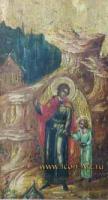 Фрагмент иконы «Иоанн Предтеча Ангел пустыни», Ангел уводит отрока Иоанна в горы