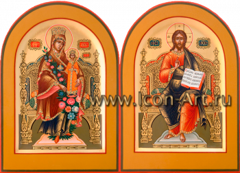 Венчальная пара с иконой Божией Матери «Неувядаемый Цвет»