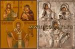 Трехчастная икона: Спаситель и Богородица «Владимирская», святитель Антипа Пергамский