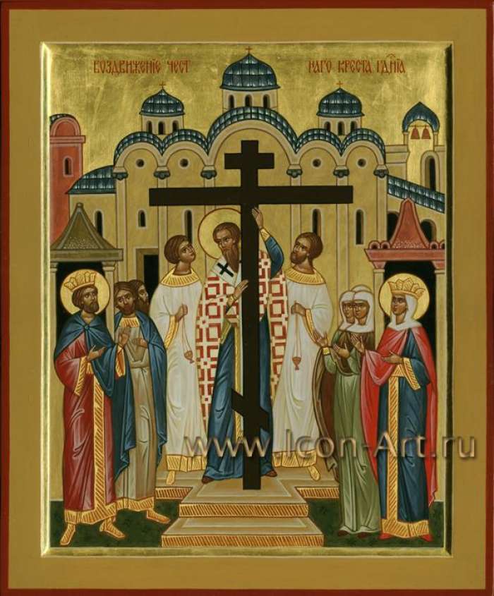 Фото: Икона Воздвижение Креста Господня. Церковь Успения Пресвятой Богородицы в селе Петрово-Дальнее (Московская обл.)