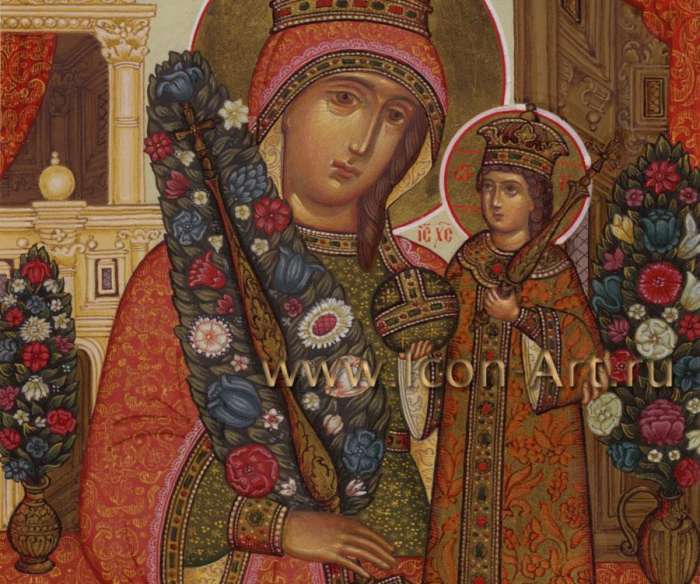 Фото: Фрагмент иконы Пресвятой Богородицы «Неувядаемый Цвет»