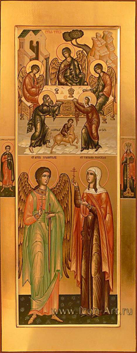 Фото: Святая мц. Татиана Римская, святой Ангел Хранитель. Гостеприимство Авраама. На полях иконы святой Виталий Римлянин и святая Тамара Грузинская.