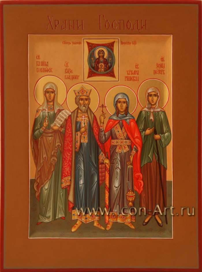 Фото: Семейная икона. Святая Галина Коринфская, Святой князь Владимир, Святая Татиана, Святая Ксения Петербургская