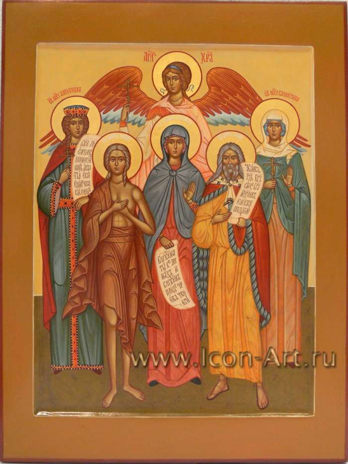 Семейная икона, на которой изображены: святой пророк Божий Илия, Святая мученица Валентина (Алевтина), святая праведная