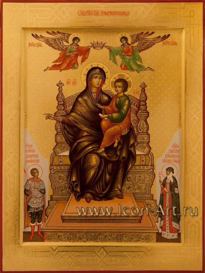 Фото: Икона Пресвятой Богородицы «Домостроительница». Святой Димитрий Солунский и святая равноапостольная Ольга