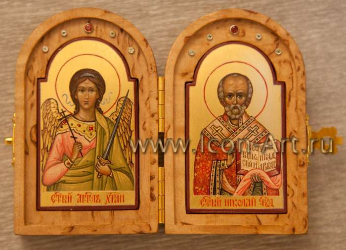 Фото: Складень. Святой Ангел Хранитель и святой Николай Чудотворец
