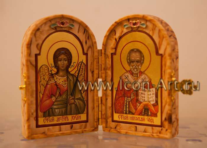 Фото: Складень. Святой Ангел Хранитель и святой Николай Чудотворец