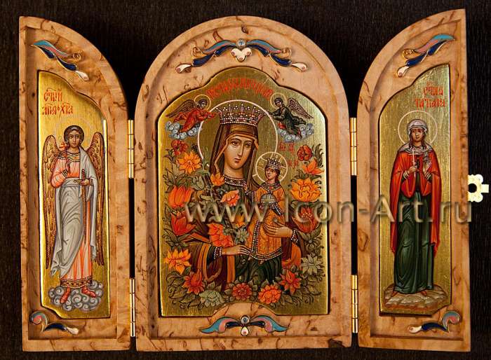 Фото: Складень. Святой Ангел Хранитель и святой образ пресвятой Богородицы «Неувядаемый Цвет»