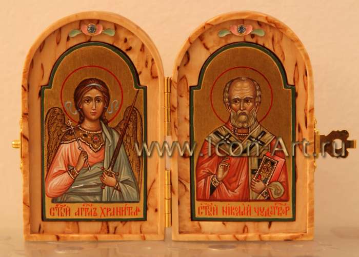 Фото: Складень: Ангел Хранитель и Николай Чудотворец
