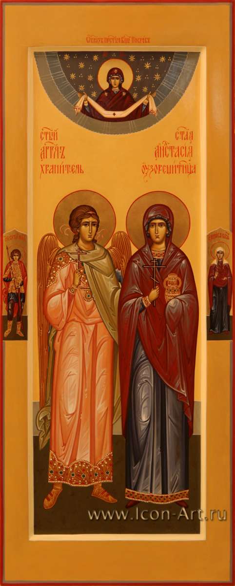 Фото: Святая Анастасия Узорешительница и святой Ангел Хранитель.Покров Пресвятой Богородицы. Святые: Георгий Победоносец и Лариса Готфская