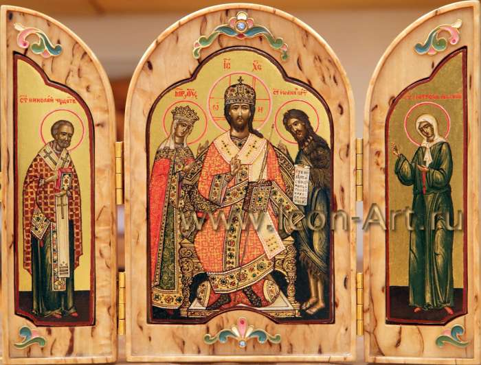 Фото: Складень: Деисус со святителем Николаем и святой блаженной Матроной Московской