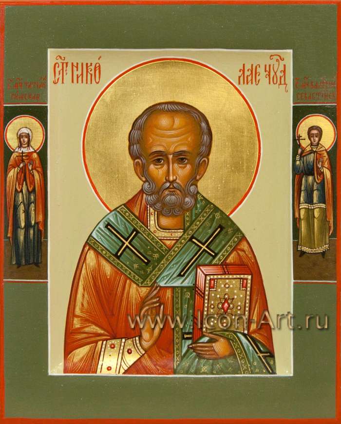 Фото: Святитель Николай с избранными святыми: мц. Татиана Римская и мч. Валерий