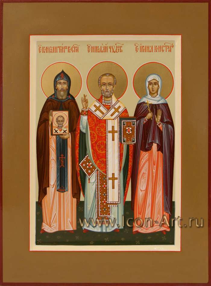 Фото: Семейная икона: прп. Константин Косинский, свят. Николай Мирликийский,  ст. Ирина Константинопольская