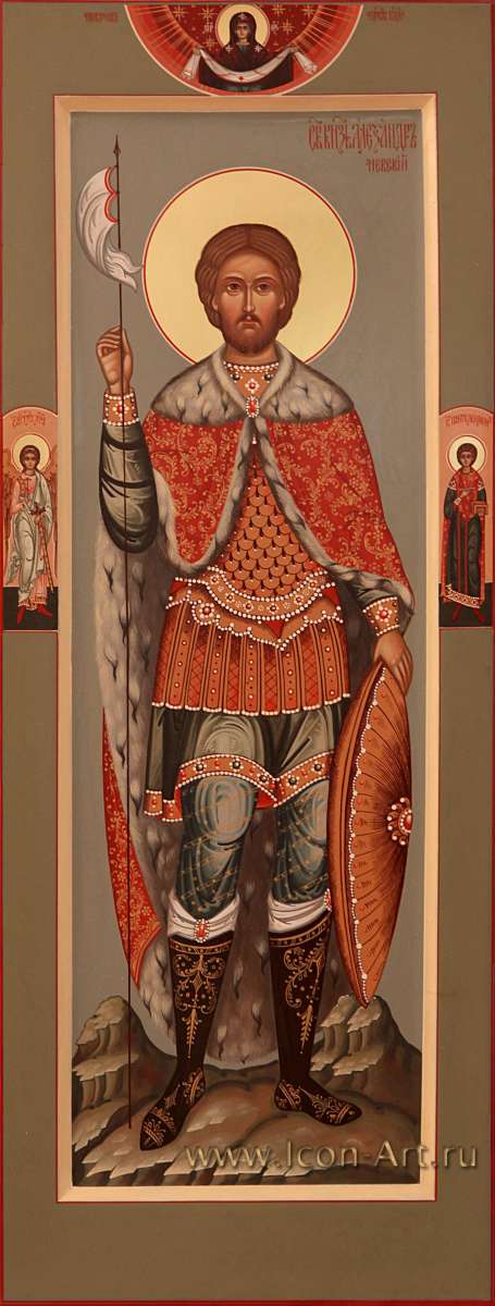 Фото: Святой благоверный князь Александр Невский, на полях Покров Пресвятой Богородицы, Ангел Хранитель и вмч. Пантелеимон