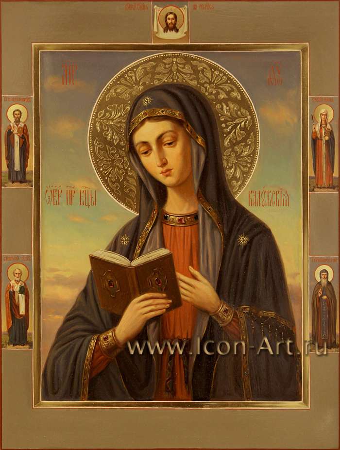 Фото: Пресвятая Богородица «Калужская», святые на полях: свт. Геннадий Новгородский, равноап. Нина, свт. Николай Чудотворец, прп. Амвросий Оптинский