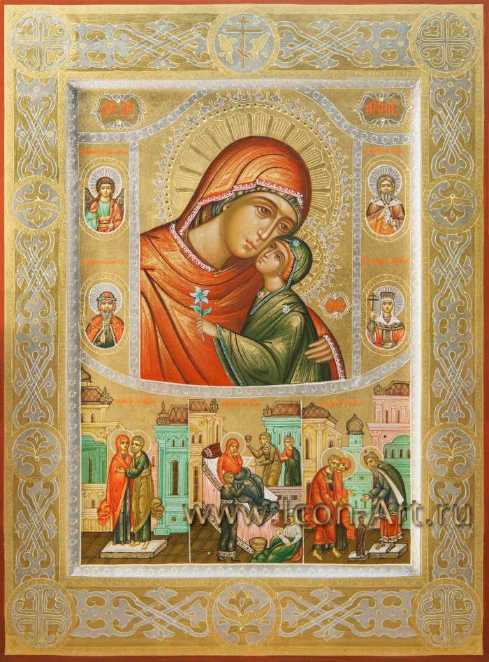 Фото: Святая праведная Анна с житием и избранными святыми: святой Ангел Хранитель, пророк Божий Илия, благ. кн. Владимир, царица Елена Константинопольская