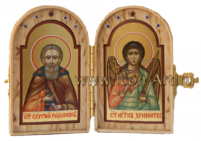 Фото: Складень: Ссвтой преподобный Сергий Радонежский и Ангел Хранитель