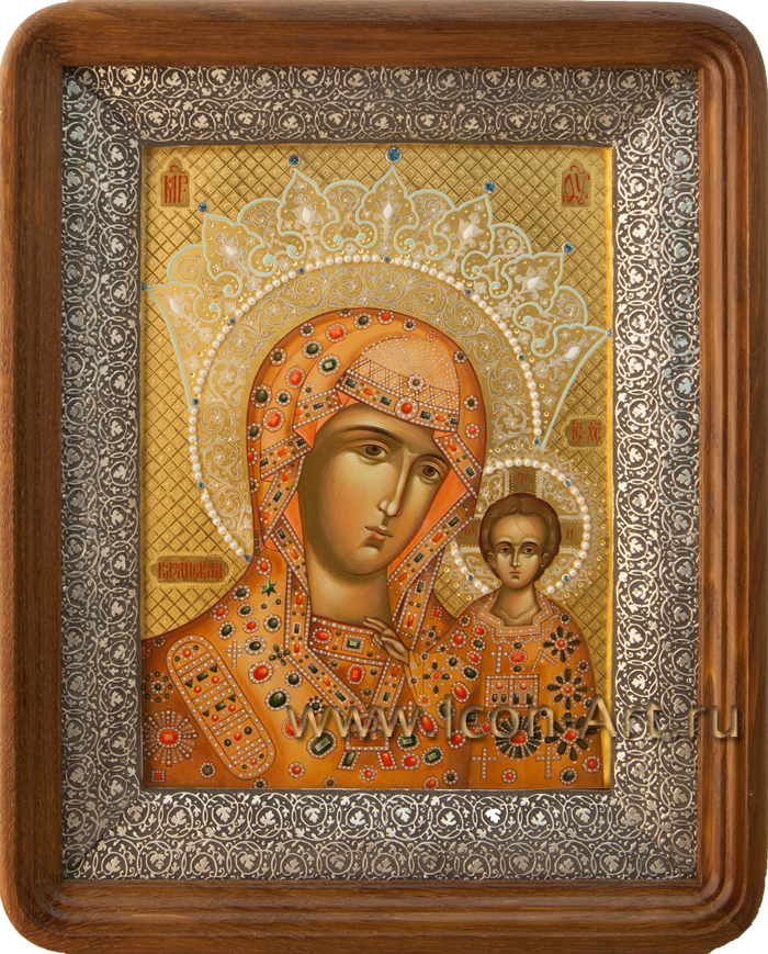 Киот из дуба с басмой под серебро
