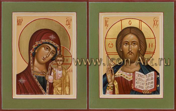 Фото: Венчальная пара: икона Господа Вседержителя и икона Пресвятой Богородицы «Казанская»