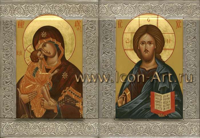 Фото: Венчальная пара с иконой Божией Матери «Донская»