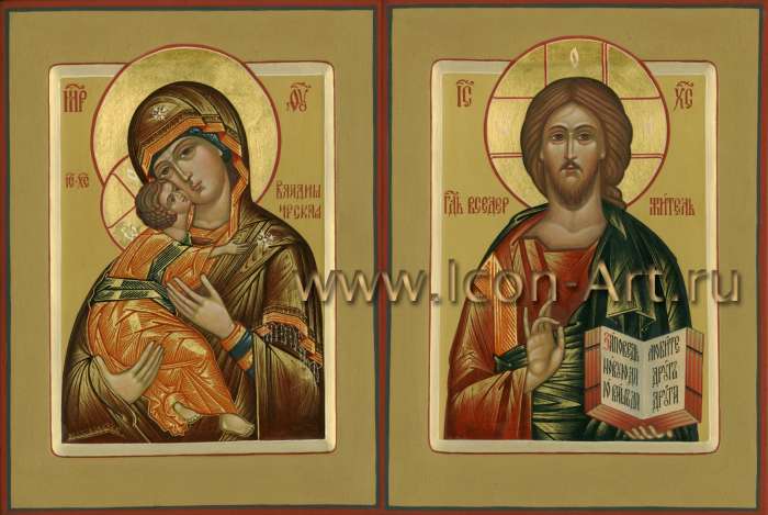 Фото: Венчальная пара с иконой Божией Матери «Владимирская»