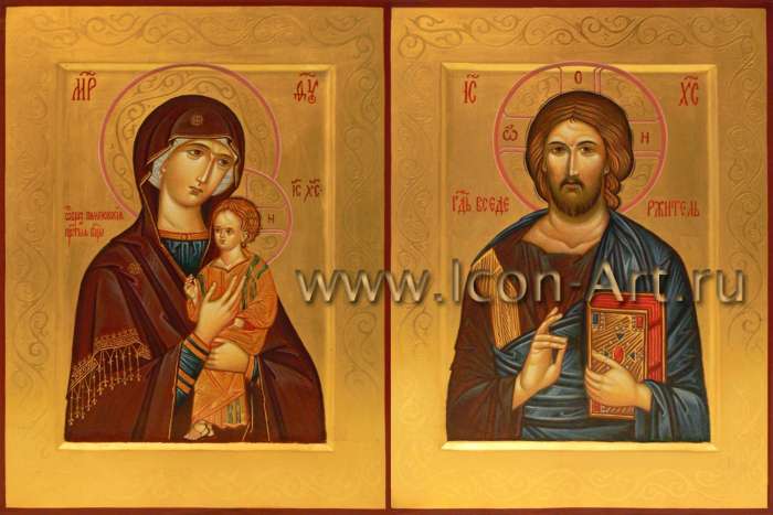 Фото: Венчальная пара с иконой Божией Матери «Пименовская»