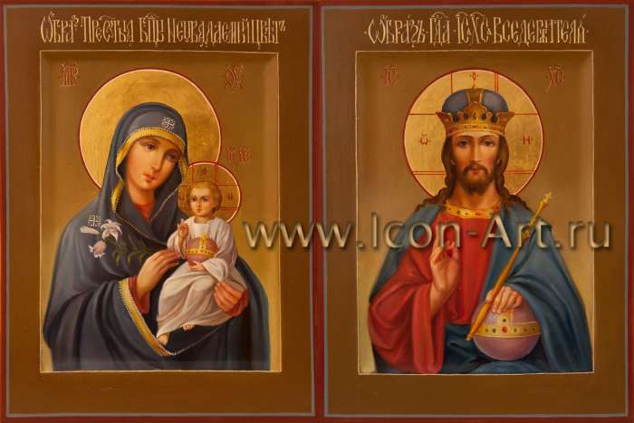 Фото: Венчальная пара с иконой Божией Матери «Неувядаемый Цвет»