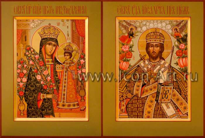 Фото: Венчальная пара с иконой Божией Матери «Неувядаемый Цвет»