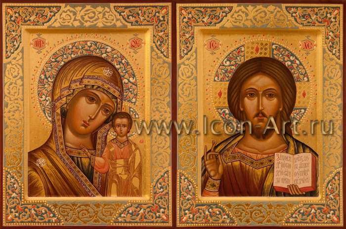 Фото: Венчальная пара с иконой Божией Матери «Казанская»