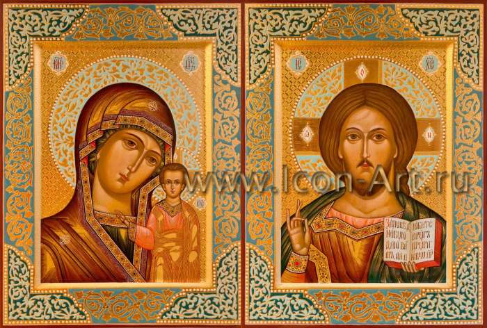 Фото: Венчальная пара с иконой Божией Матери «Казанская»