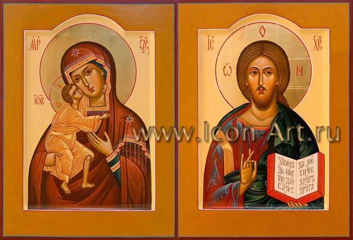 Фото: Венчальная пара с иконой Божией Матери «Феодоровская»