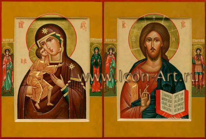 Фото: Венчальная пара с иконой Божией Матери «Феодоровская»