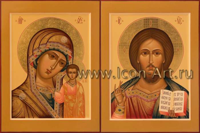 Фото: Венчальная пара с иконой Божией Матери «Казанская»