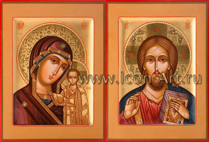 Фото: Венчальная пара с иконой Божией Матери «Казанская»