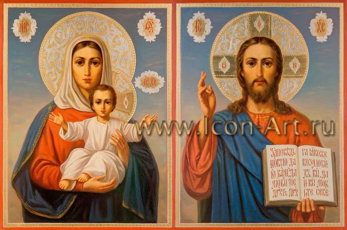 Фото: Венчальная пара с иконой Божией Матери «Леушинская», «Азъ есмь с вами и никтоже на вы»