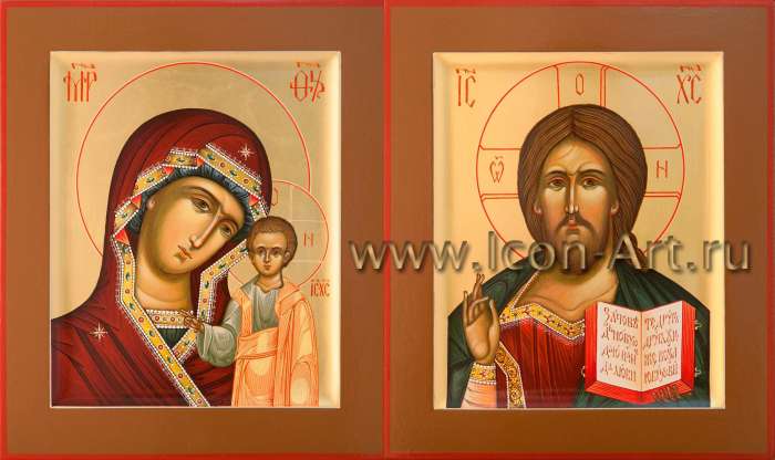 Фото: Венчальная пара с иконой Божией Матери «Казанская»