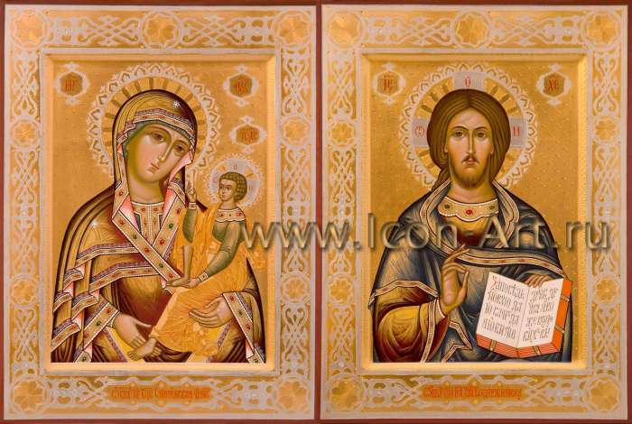 Фото: Венчальная пара с иконой Божией Матери «Смоленская-Шуйская»