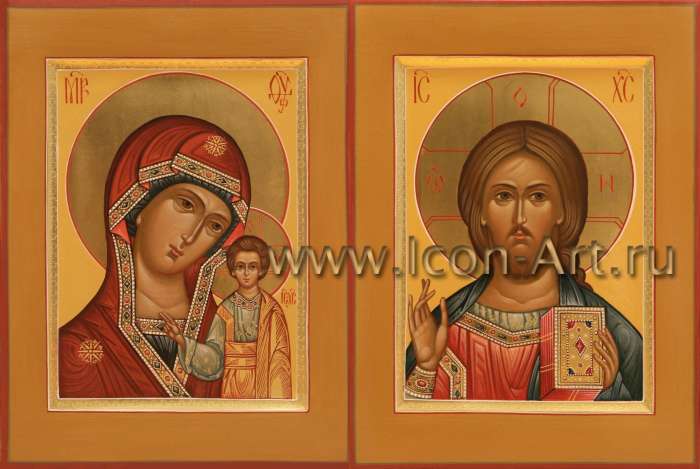 Фото: Венчальная пара с иконой Божией Матери «Казанская»