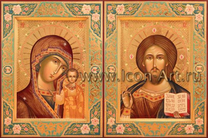 Фото: Венчальная пара с иконой Божией Матери «Казанская»