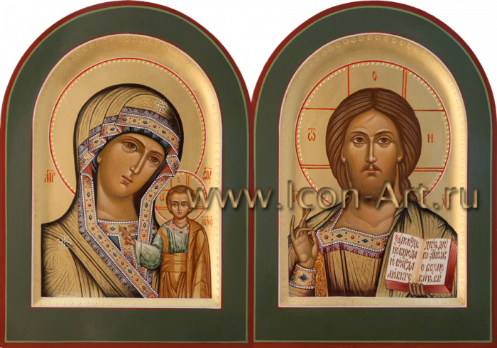 Фото: Венчальная пара с иконой Божией Матери «Казанская»