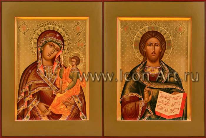 Фото: Венчальная пара с иконой Божией Матери «Смоленская-Шуйская»