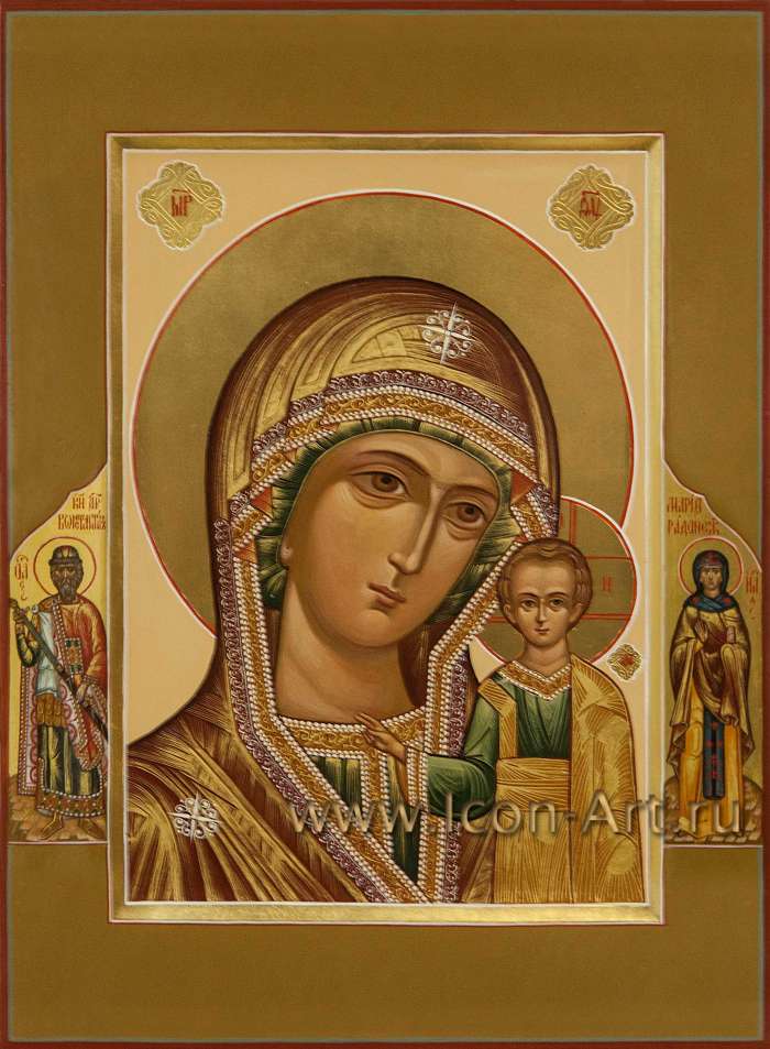 Фото: Пресвятая Богородица «Казанская с полеосными святыми: кн. Константин Ярославский и прп. Мария Радонежская 