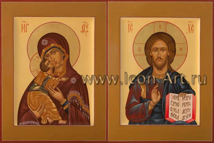 Фото: Венчальная пара с иконой Божией Матери «Владимирская»