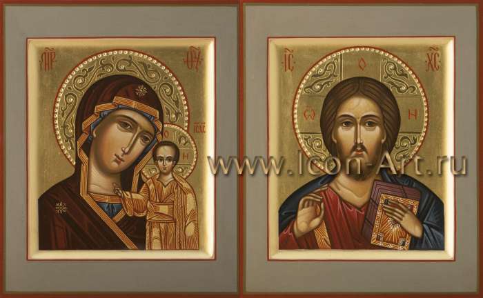 Фото: Венчальная пара с иконой Божией Матери «Казанская»