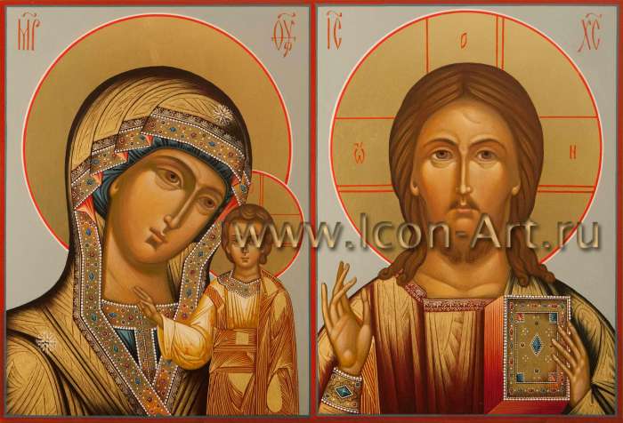 Фото: Венчальная пара с иконой Божией Матери «Казанская»