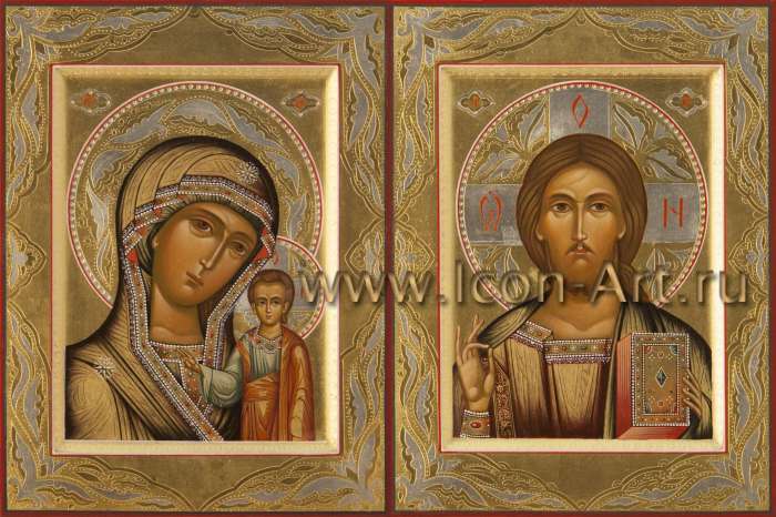 Фото: Венчальная пара с иконой Божией Матери «Казанская»