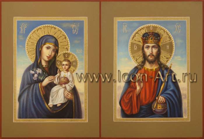 Фото: Венчальная пара с иконой Божией Матери «Неувядаемый Цвет»